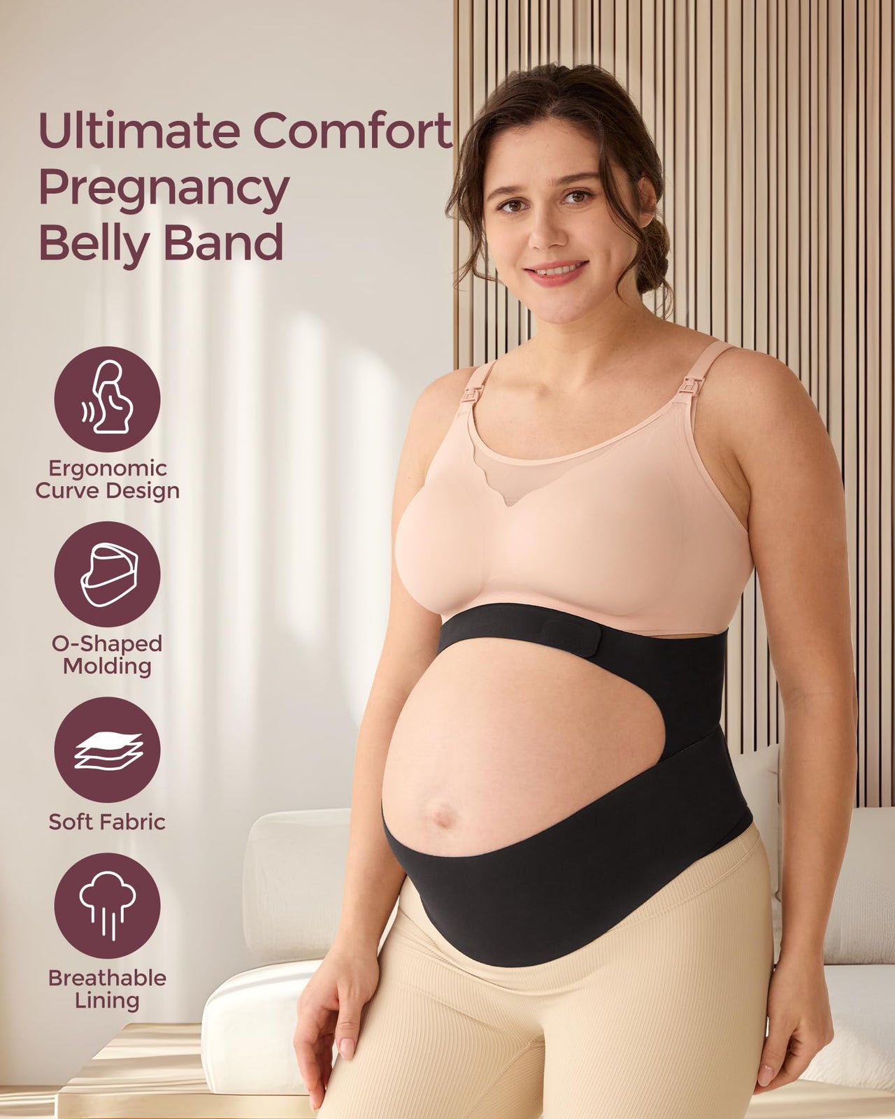 Pregnancy Belly Band, Invisible Pregnancy Belt for Back, Abdomen, Waist