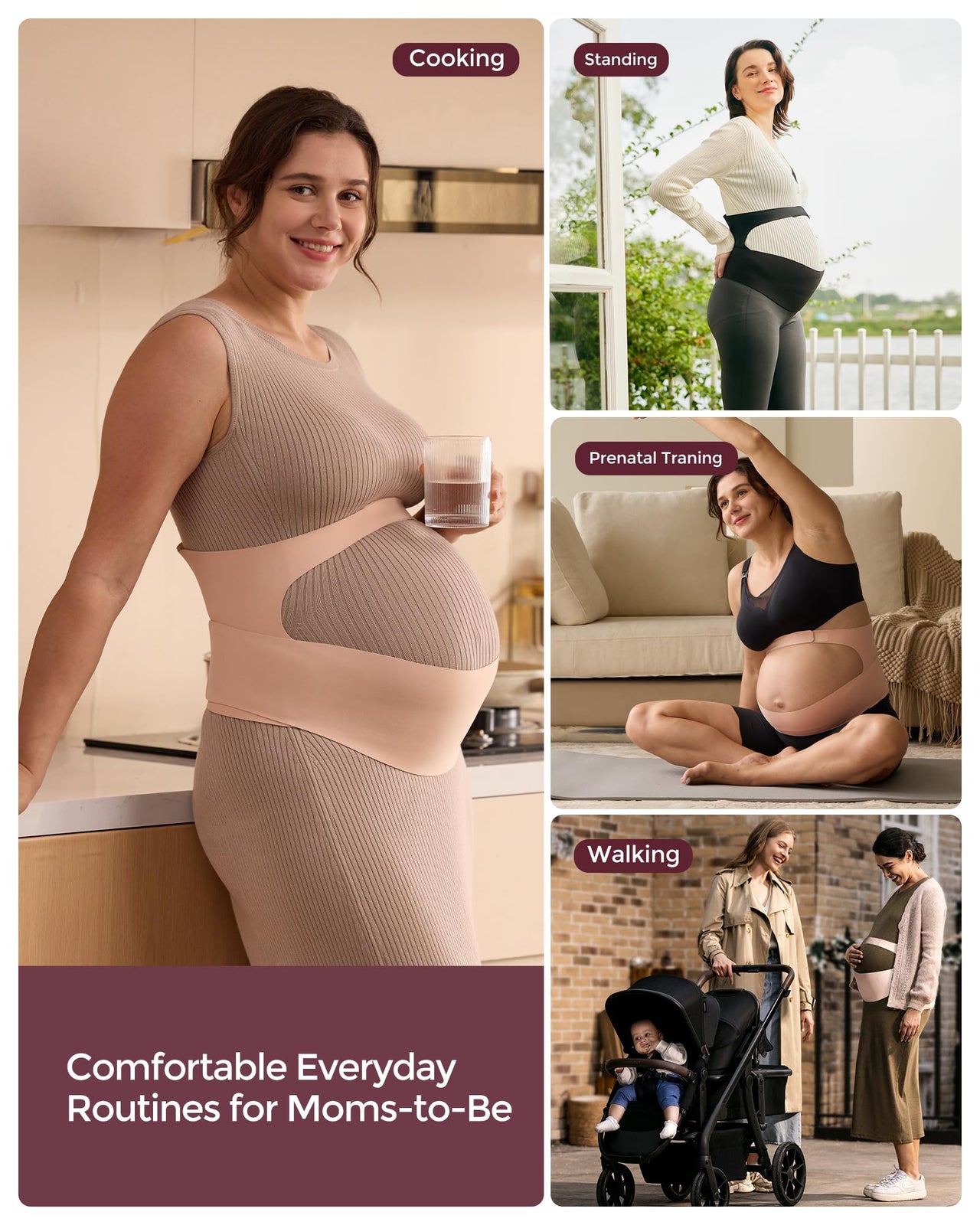 Pregnancy Belly Band, Invisible Pregnancy Belt for Back, Abdomen, Waist