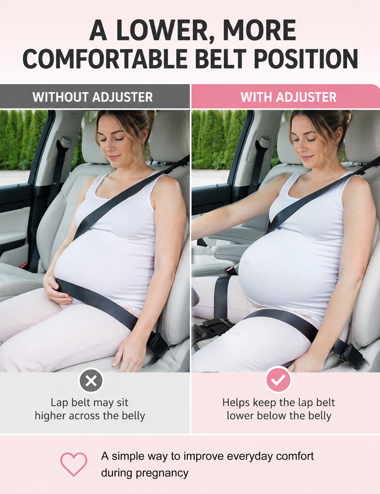 Mimibelt Car Seat Pillow for Pregnancy, Fabric Reduce Rubbing Belly, Enhance Driving and Traveling Comfort (Black)